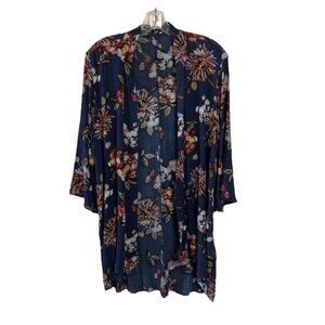 PINK CLOVER Women’s Kimono Cardigan Open Front Floral  size S Beach Cover up